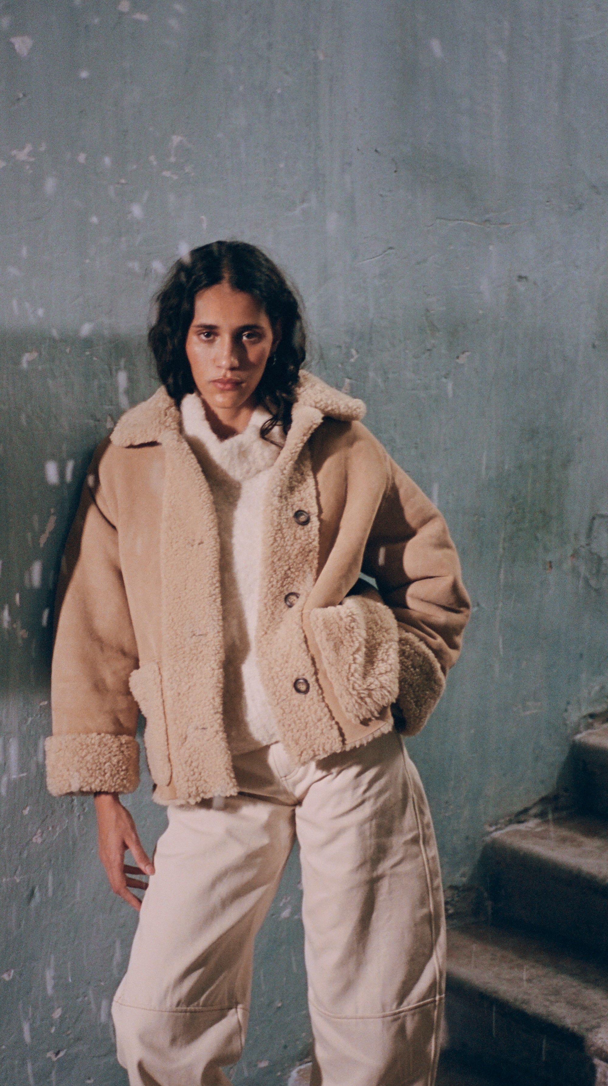 Peau lainée en cuir Julia