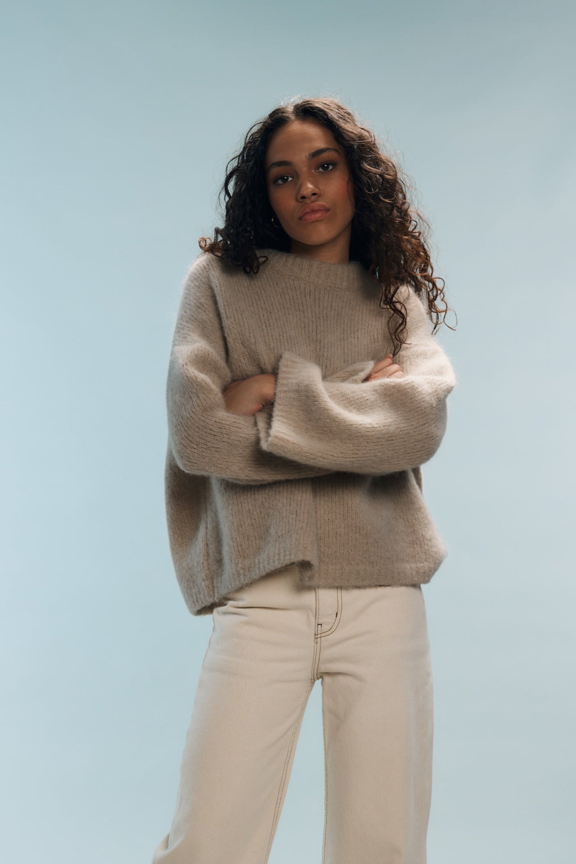 Pull oversized marron chiné Nina