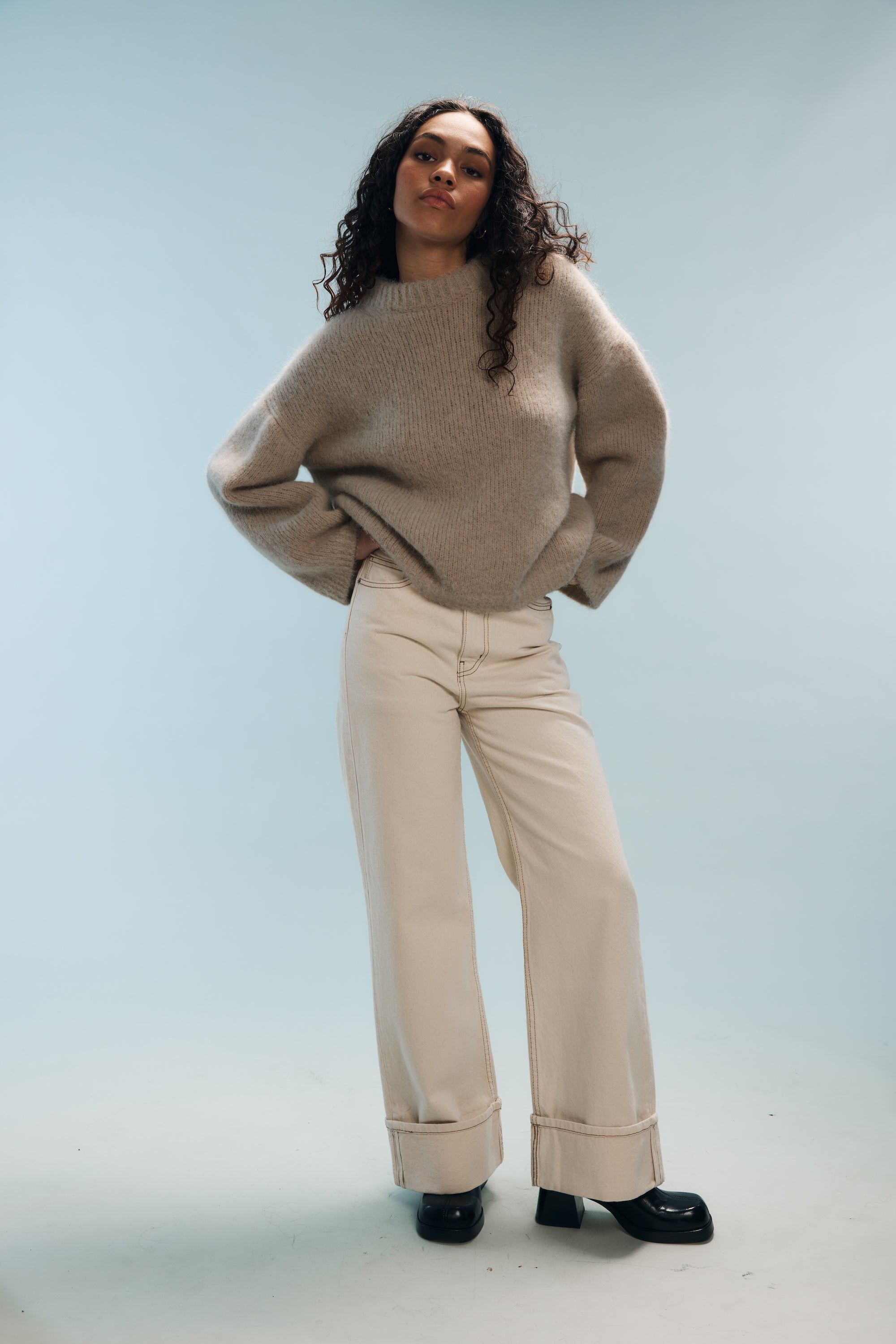 Pull oversized marron chiné Nina