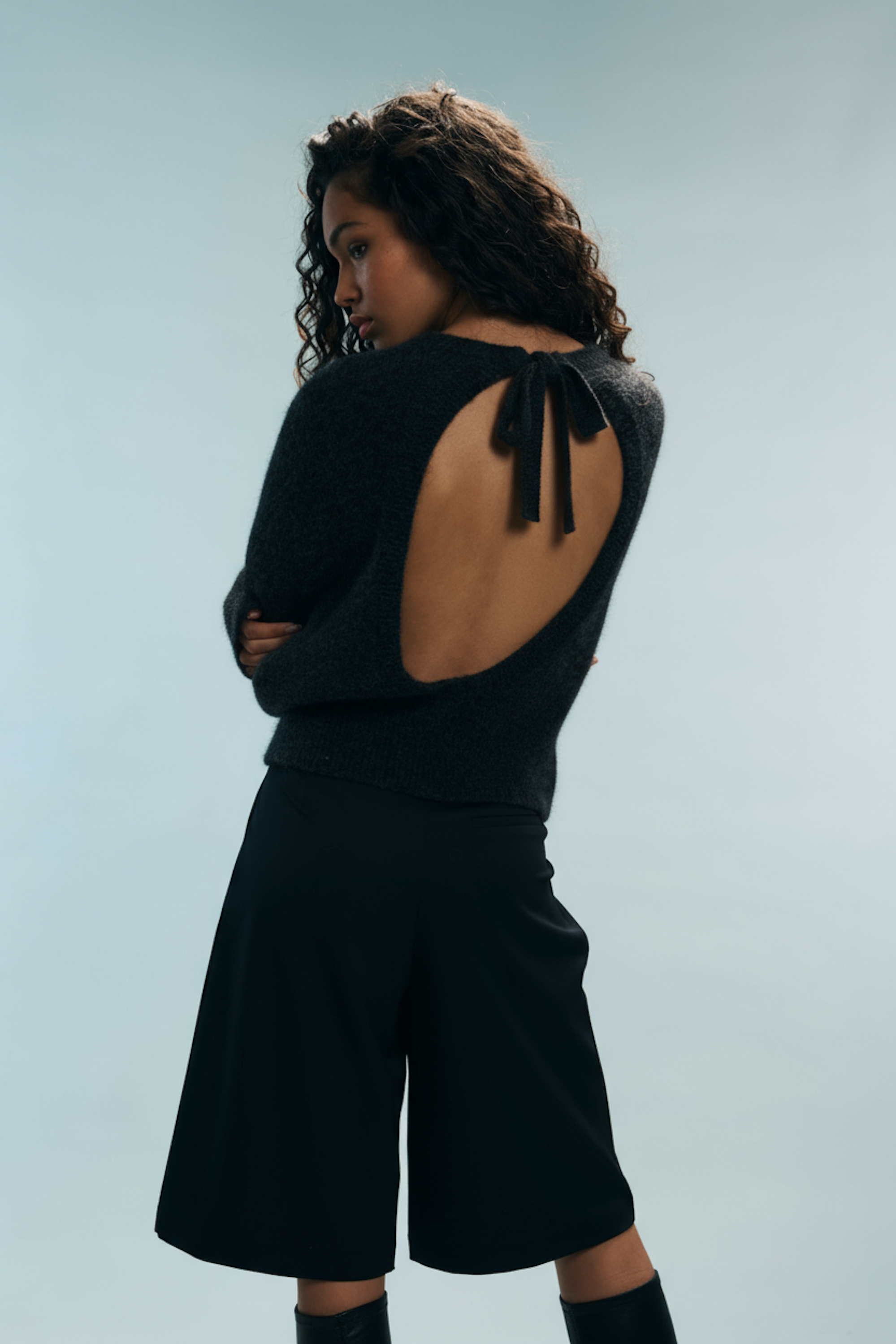 Pull dos-nu gris Nour