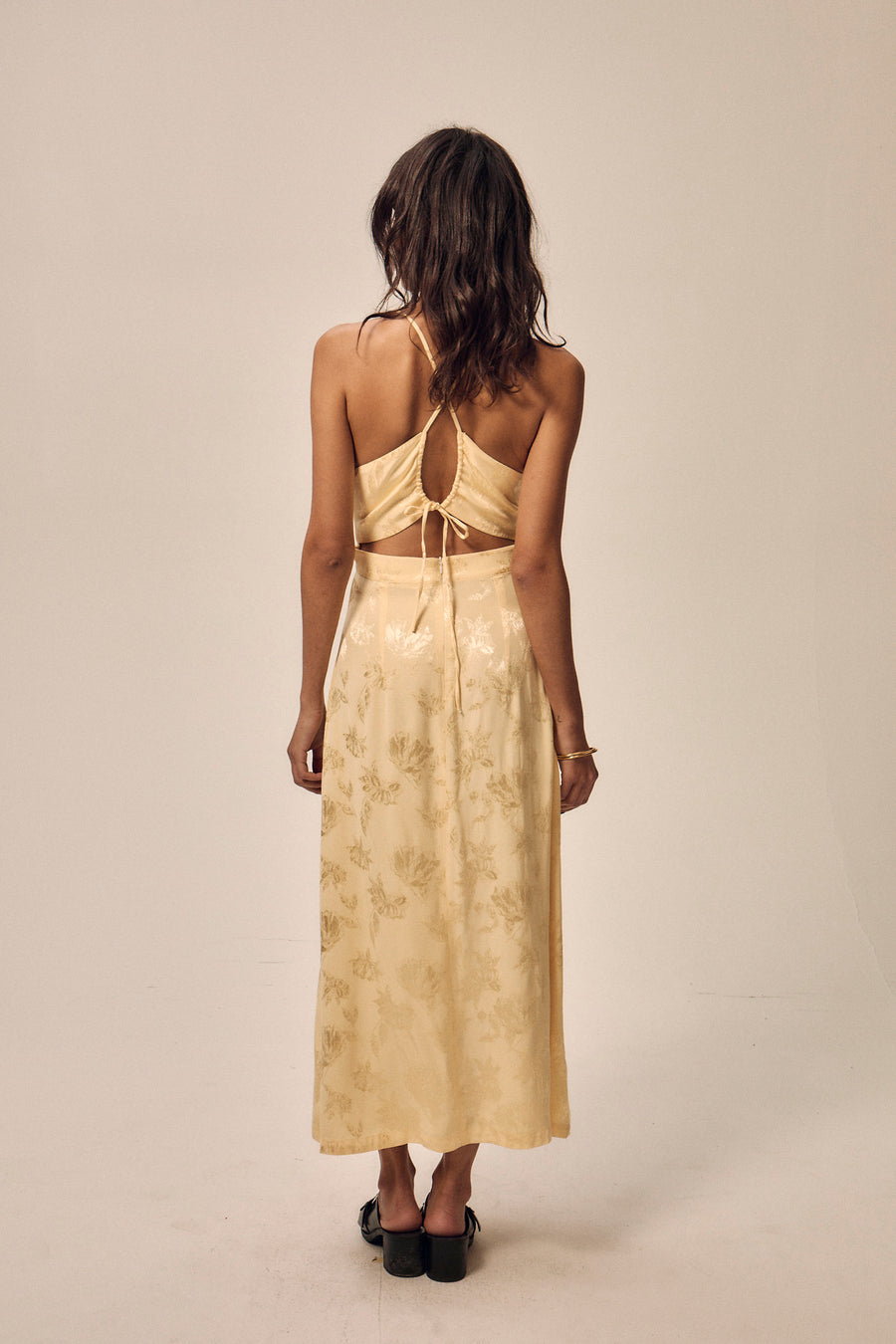 Robe Anita jacquard butter yellow