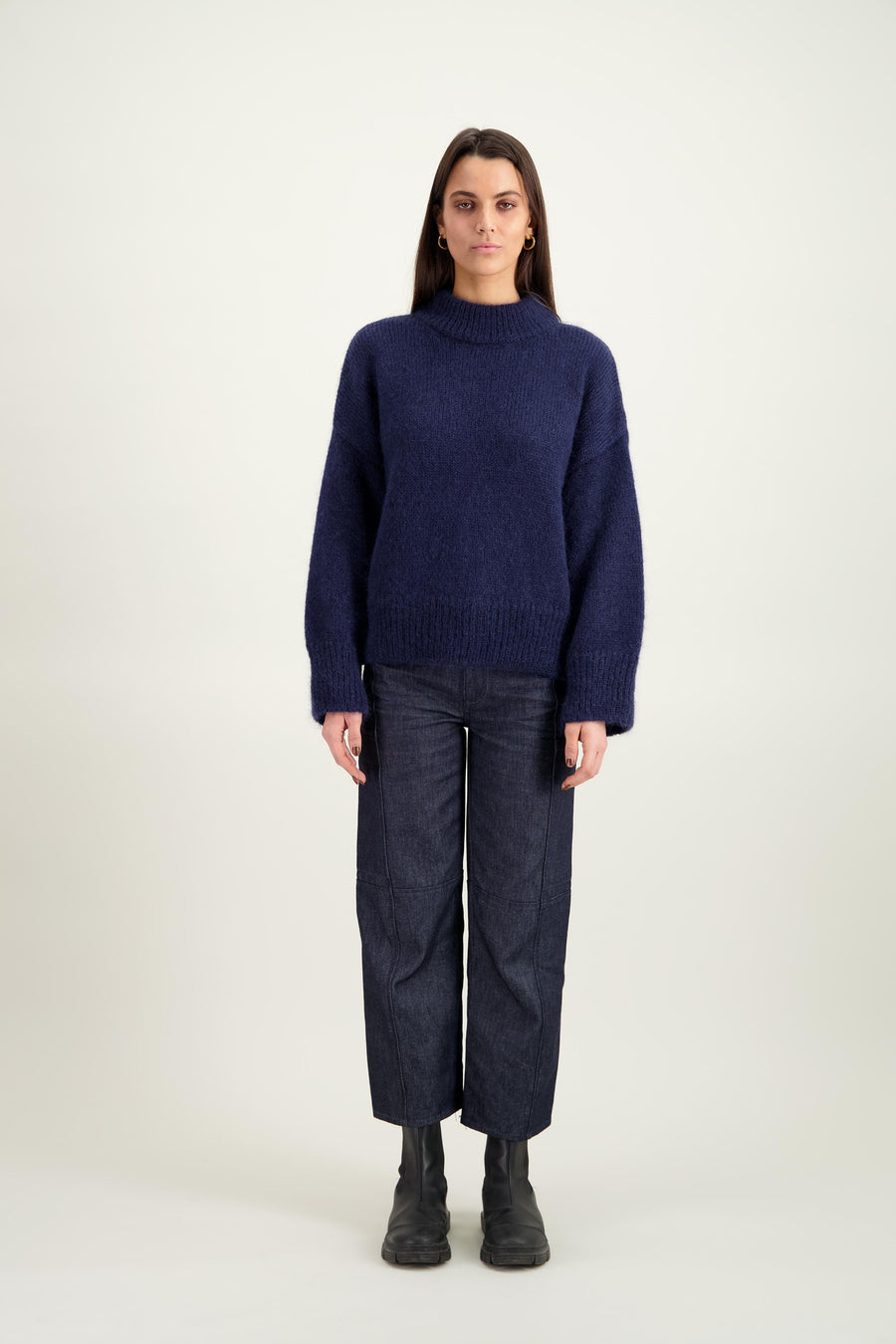 Pull bleu marine en mohair Marcia