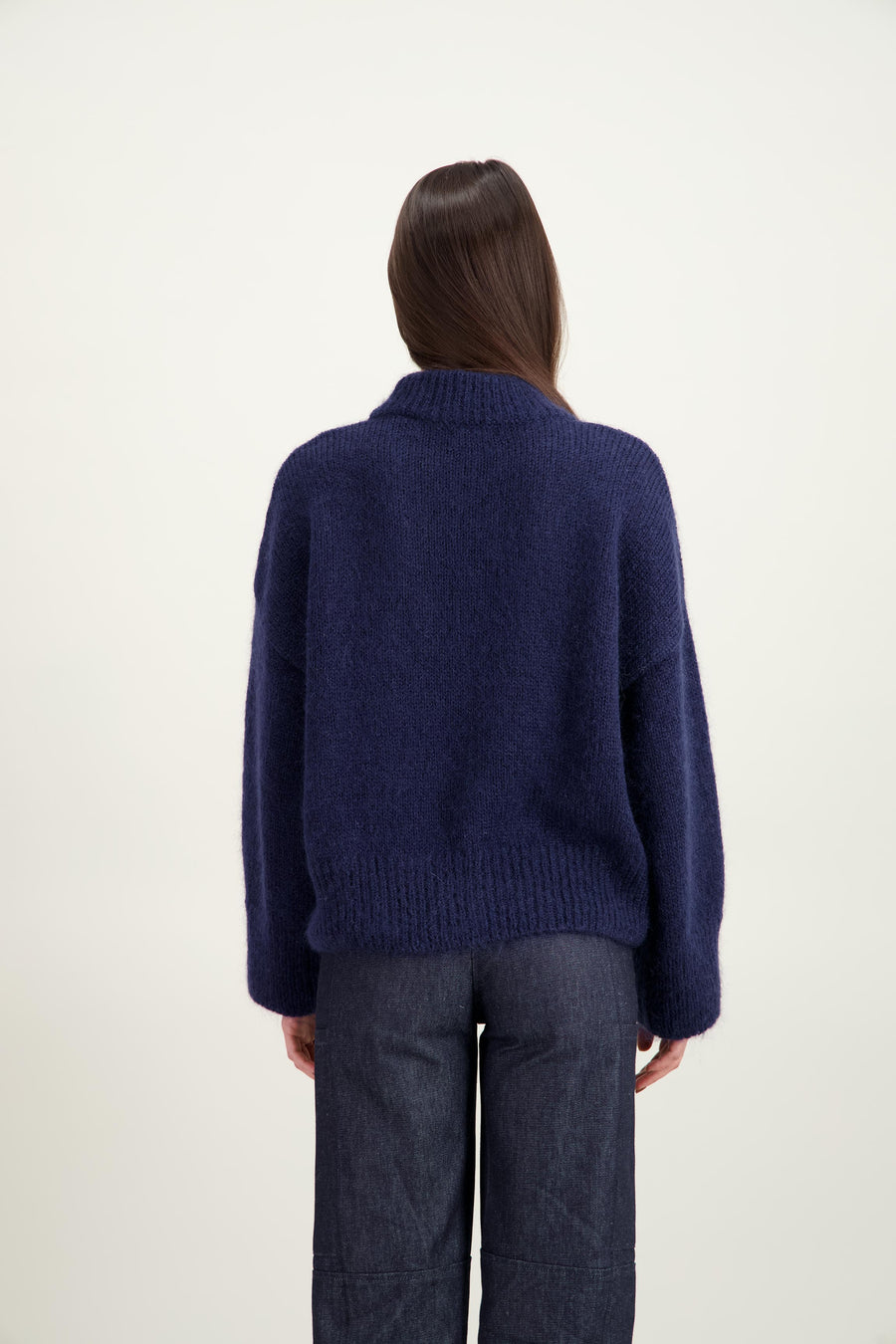 Pull bleu marine en mohair Marcia