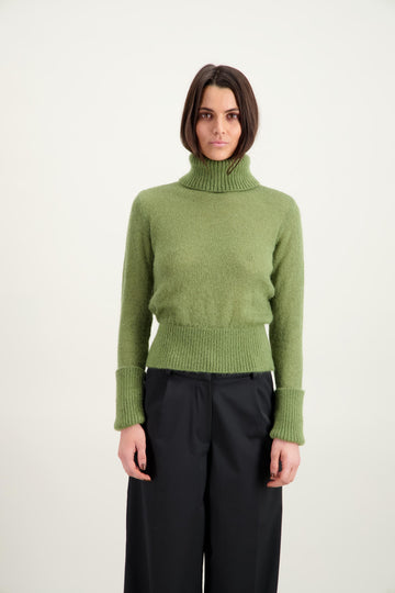 Pull vert à col roulé en mohair Marcus