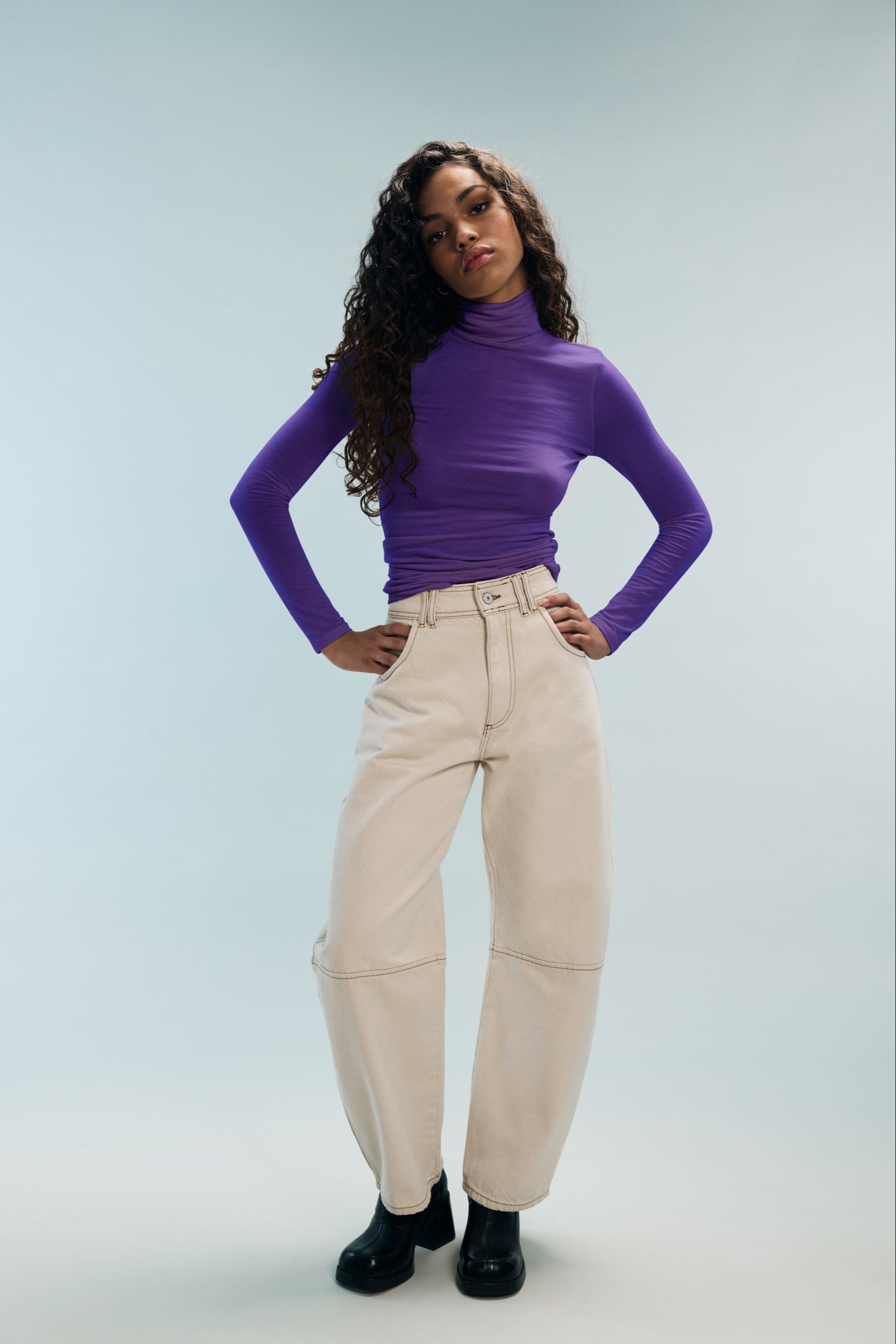 Col roulé violet Malo