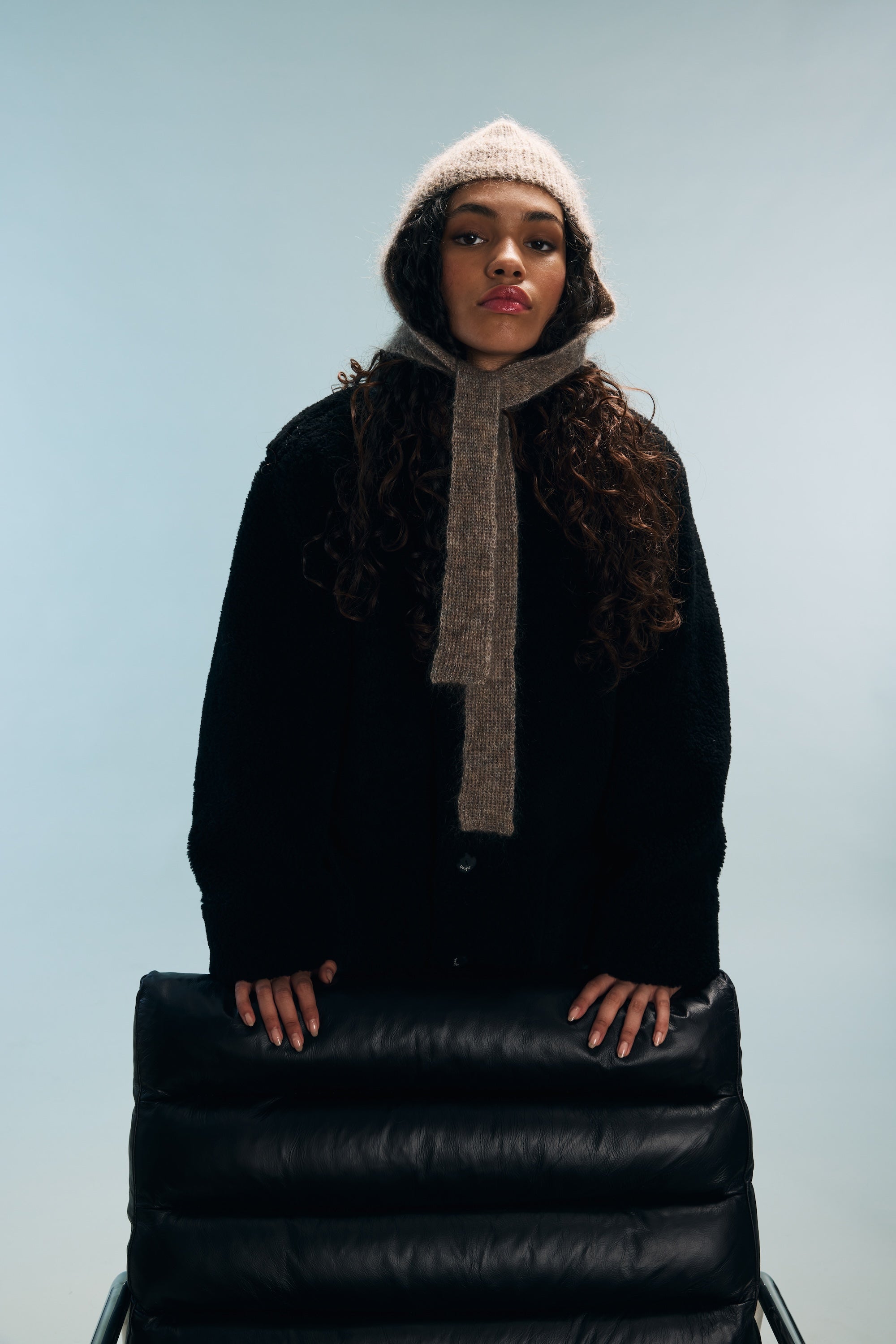 Cagoule-écharpe marron chiné Maya