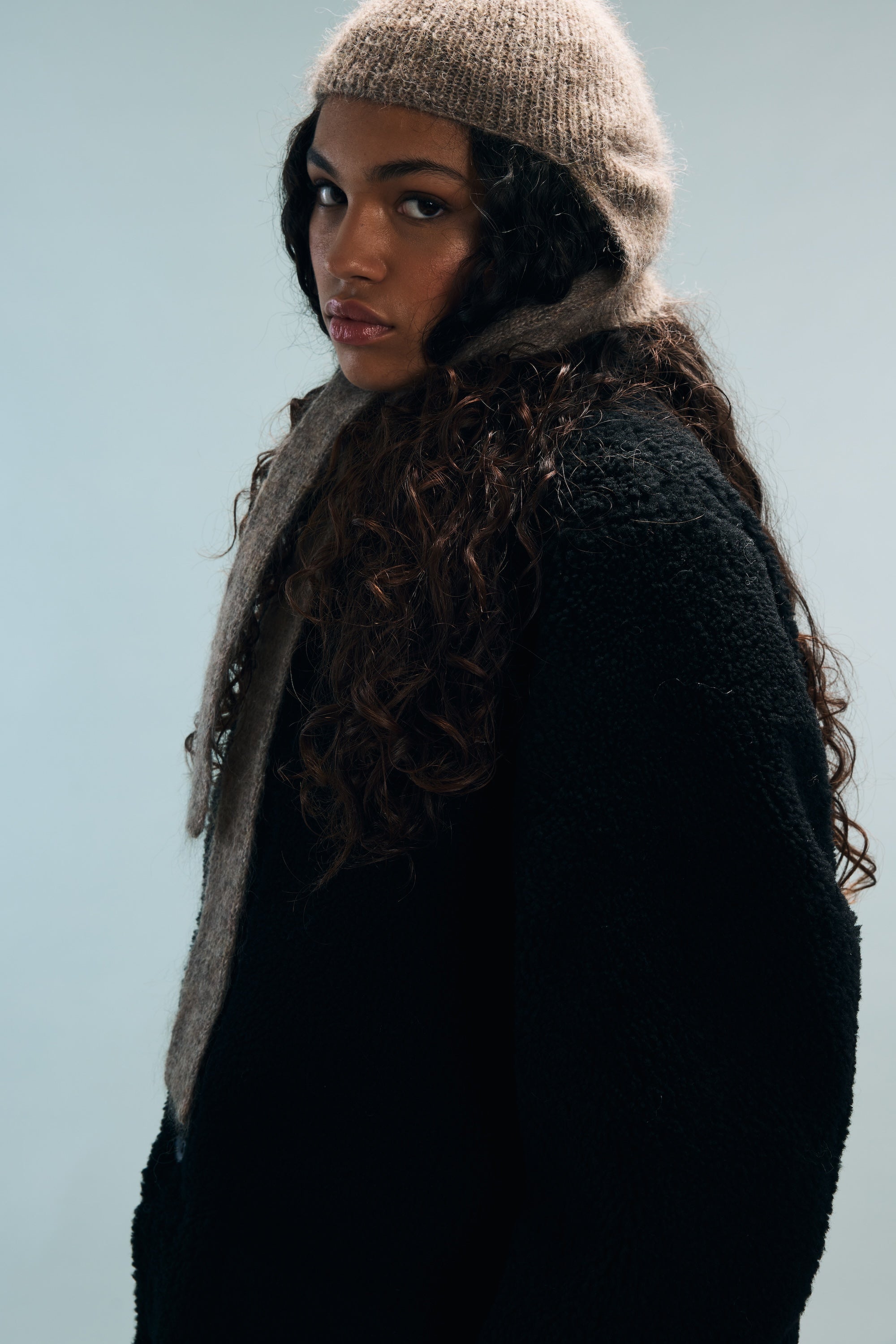 Cagoule-écharpe marron chiné Maya