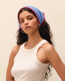 Bandana en maille finition main Lina bleu