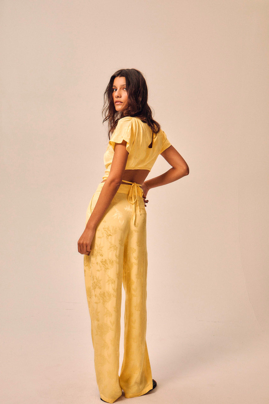 Pantalon Chris en jacquard butter yellow