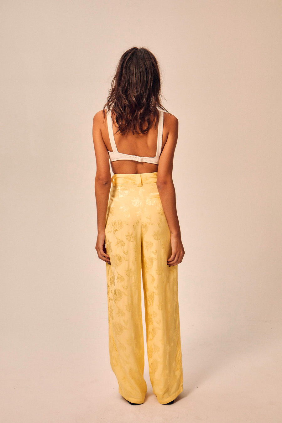 Pantalon Chris en jacquard butter yellow