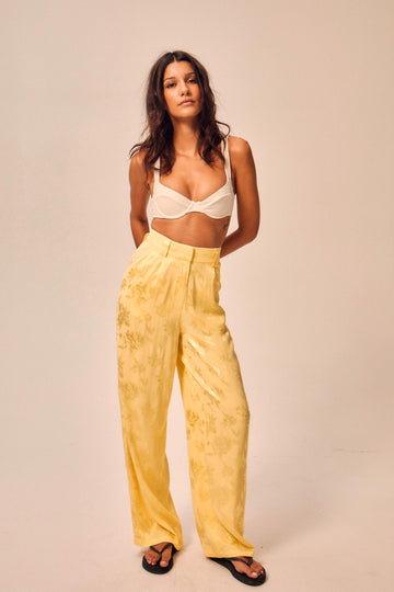 Pantalon Chris en jacquard butter yellow