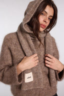 Capuche-écharpe marron chiné Jina