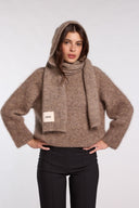 Capuche-écharpe marron chiné Jina
