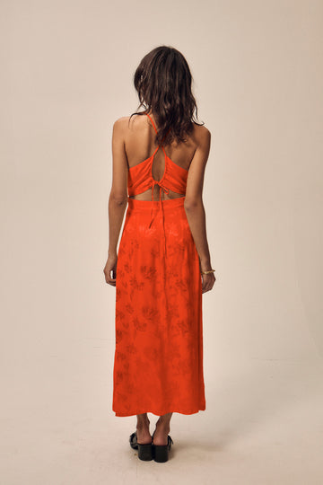 Robe Anita en jacquard rouge
