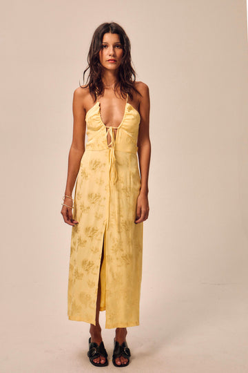 Robe Anita jacquard butter yellow