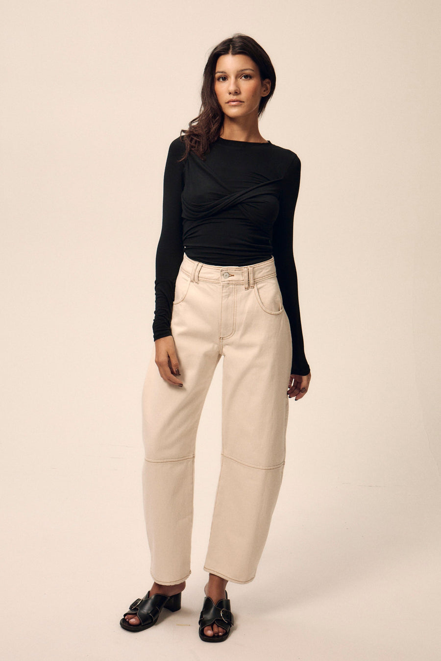 Top drapé Ellie noir