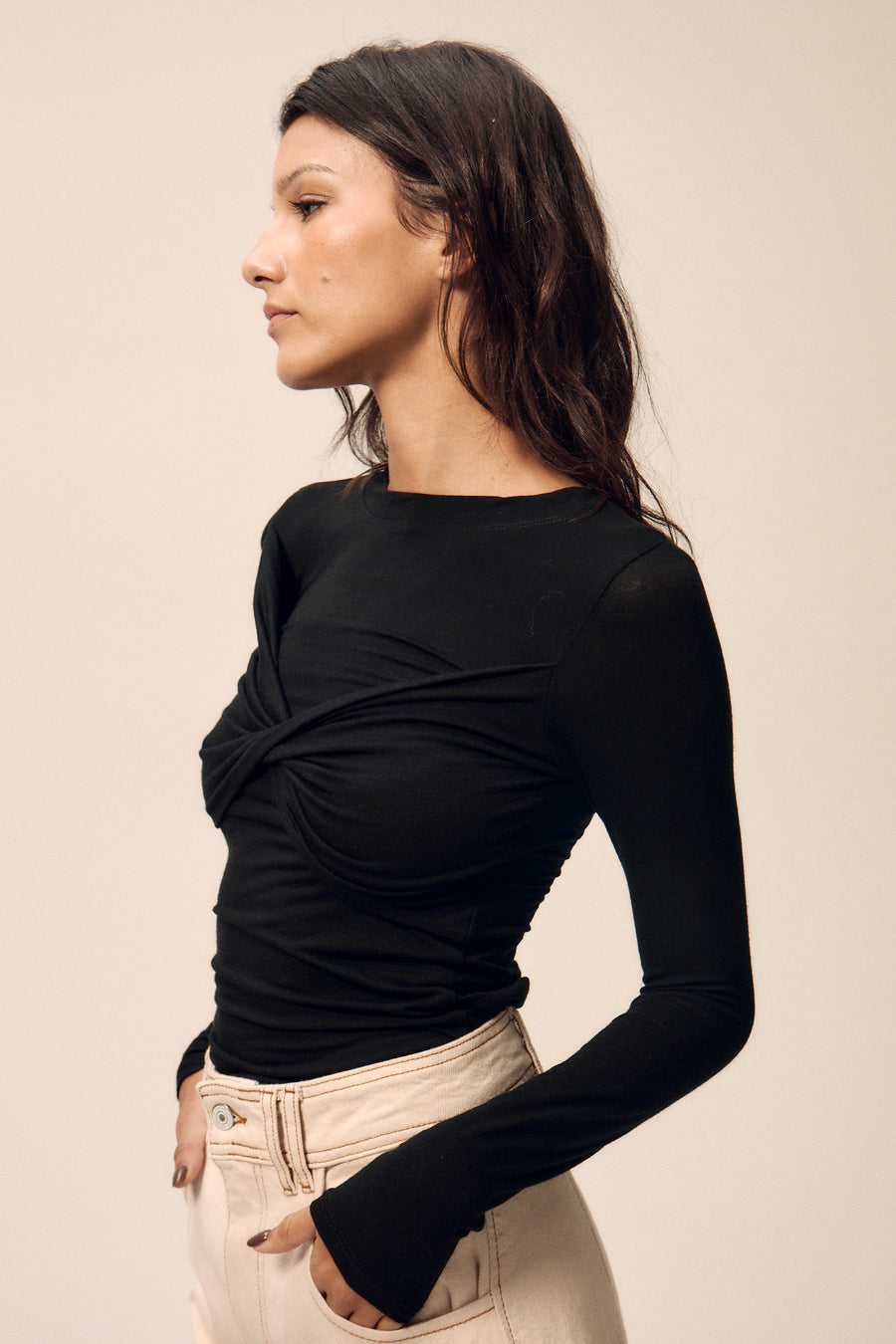 Top drapé Ellie noir