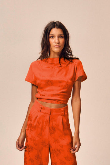 Top Leila rouge orangé