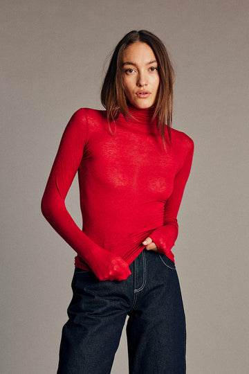 Col roulé rouge Malo
