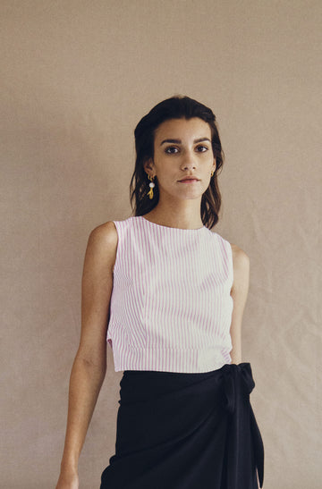 Top dos-nu Nora rayé rose